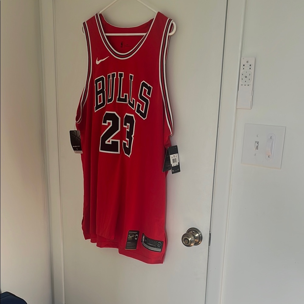 Nike Red and Black Bulls Game Jersey